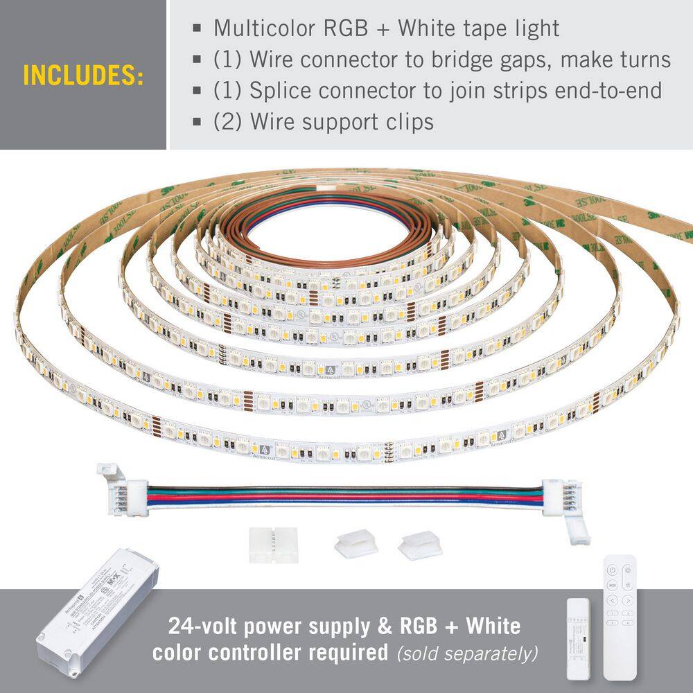 16-Foot RGB+W LED Tape Light with 24V Power
