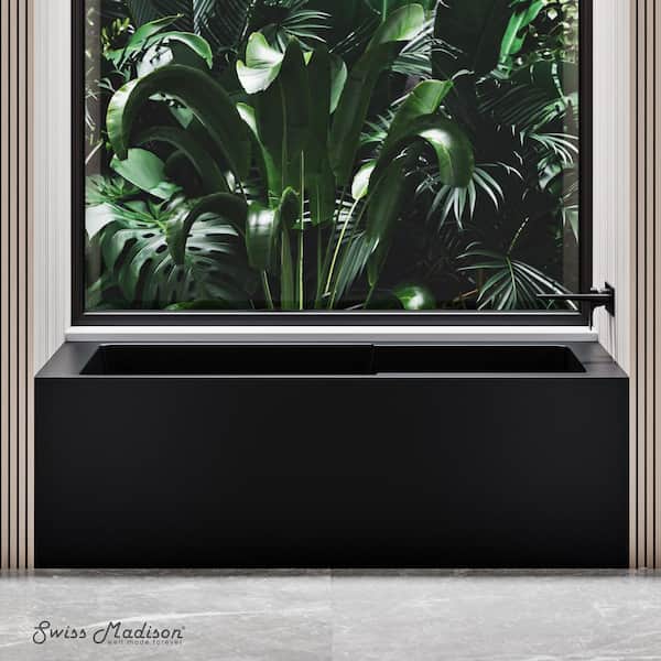 Voltaire 54 in. Acrylic Right Drain Rectangular Alcove Bathtub in Matte Black