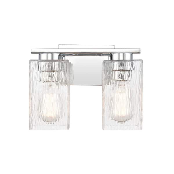 Innovations Juneau 11.25 in. Polished Chrome, Clear Rippled Vanity Light with Clear Glass Shade