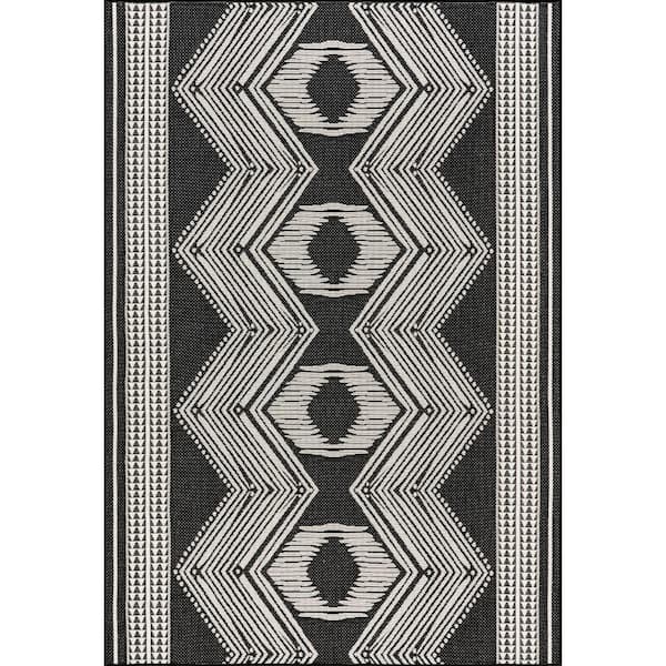 Ranya Tribal Black 7 ft. x 9 ft. Indoor/Outdoor Area Rug