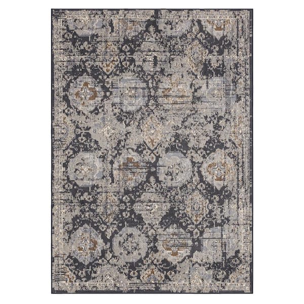 Aurora Slate 3 ft. x 5 ft. Traditional Ornamental Khotan Area Rug