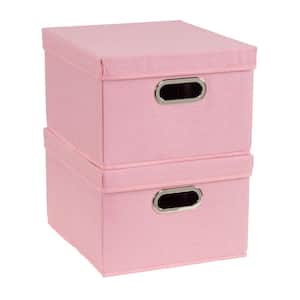 8 in. H x 13 in. W x 15 in. D Pink Fabric Cube Storage Bin 2-Pack