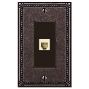 Imperial Bead 1 Gang Phone Metal Wall Plate - Tumbled Aged Bronze