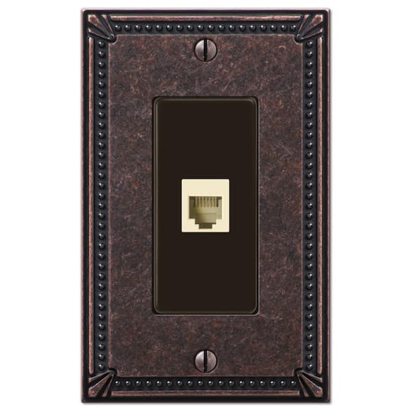 AMERELLE Imperial Bead 1 Gang Phone Metal Wall Plate - Tumbled Aged Bronze