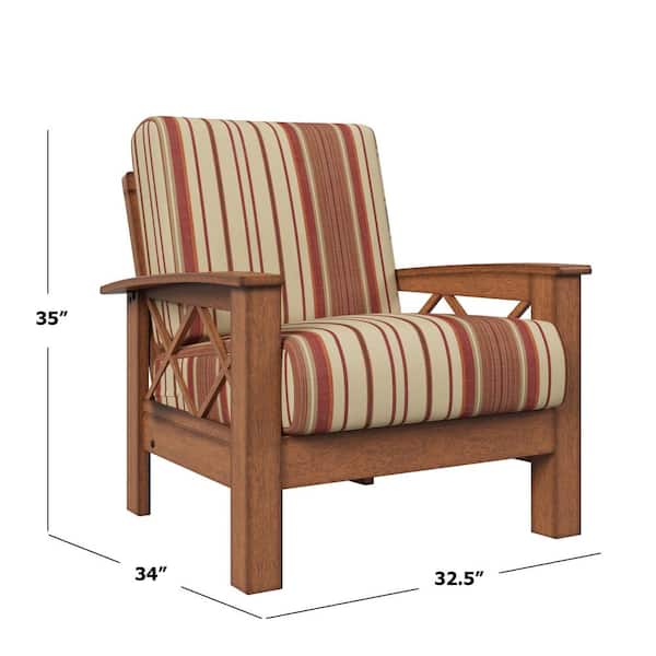 Handy Living Virginia X-Design Cherry Arm Chair with Exposed Wood