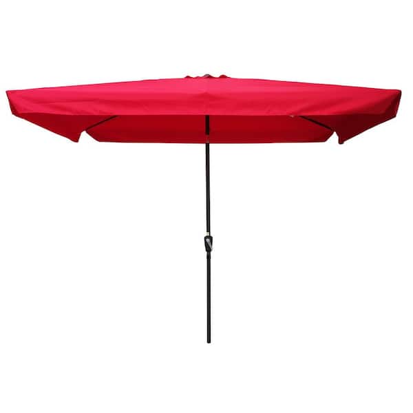 Movisa 10 ft. x 6.5 ft. Market Patio Umbrella in Red with Crank and Push Button Tilt for Garden Backyard Pool Swimming Pool