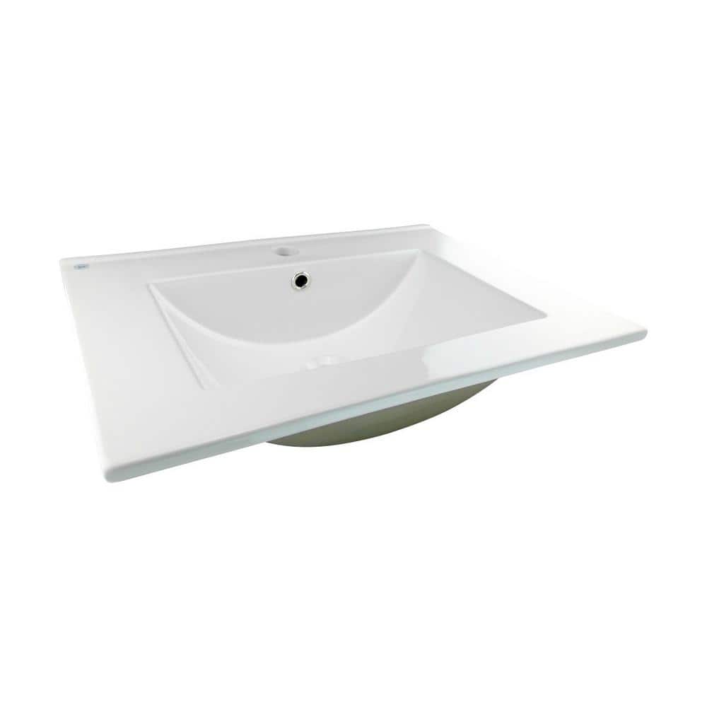 Luke 24'' White Porcelain Drop-In Bathroom Sink with Overflow