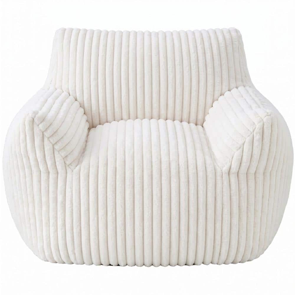 Cozy Beige Soft Corduroy Large Bean Bag Chair Lazy Single Sofa with Armrests and Memory Foam for Living Room price history on PriceWatchPro