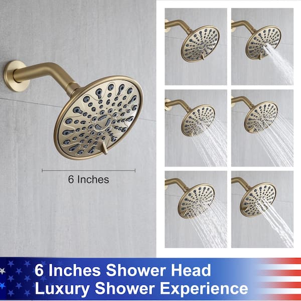 46 Unlacquered Brass Shower System, Round Shower Head with High Pressure