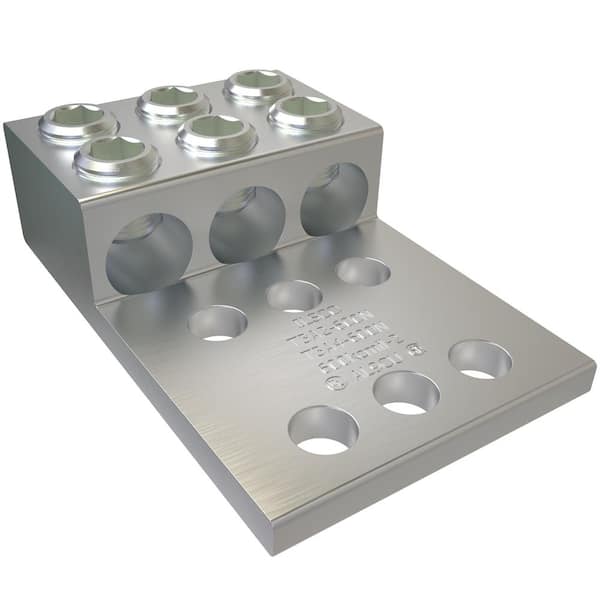 ILSCO Aluminum Mechanical Lug Connector, Conductor Range 600-2, 3 Ports, 6 Holes, 1/2 in. Bolt Size