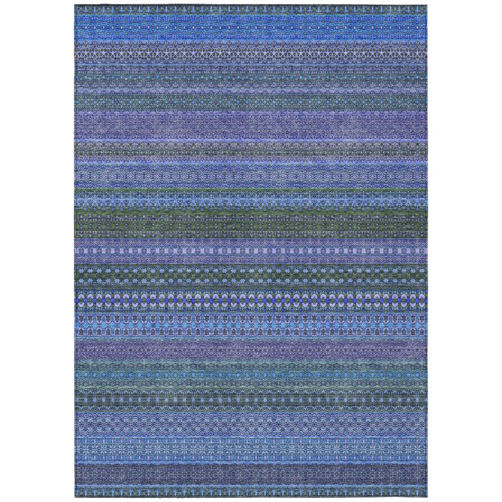 Blue and Green 3 ft. x 5 ft. Woven Striped Polyester Rectangle Indoor/Outdoor Area Rug price history on PriceWatchPro