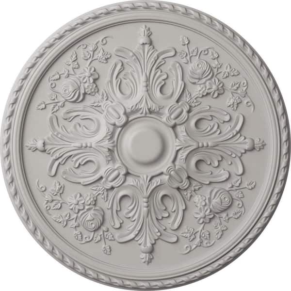 Ekena Millwork 32-5/8 in. x 2 in. Bradford Urethane Ceiling Medallion (Fits Canopies up to 6-5/8 in.), Ultra Pure White