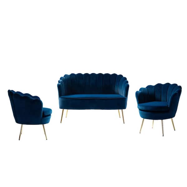 Yeran 52 in. 3 Piece Navy Living Room Set