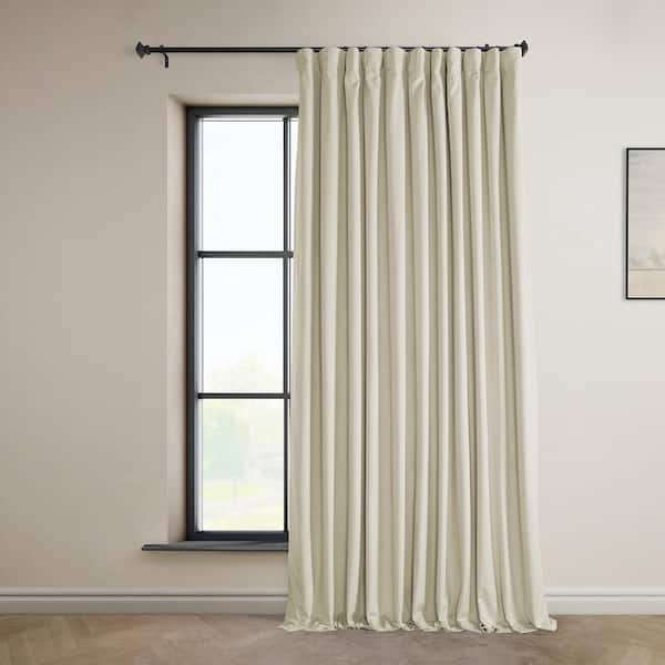 Exclusive Fabrics & Furnishings Au Lait Creme Ivory Heritage Plush Velvet Extrawide Room Darkening Curtain - 100 in. W x 84 in. L (1 Panel)