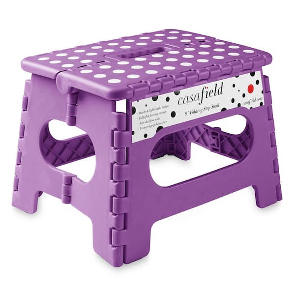 Casafield 1-Step 9 in. Purple Plastic Step Stool, (1.75 ft. Reach Height) 300 lb. Load Capacity