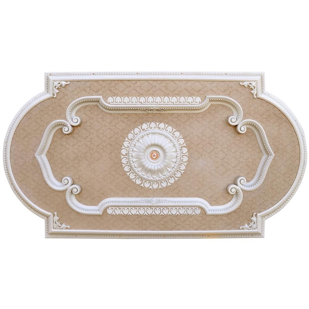 Blanco 94'' White and Beige Polystyrene Rectangular Ceiling Medallion