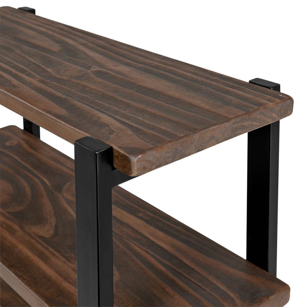 Pomona Black and Wood Over-the-Toilet 4-Shelf Storage