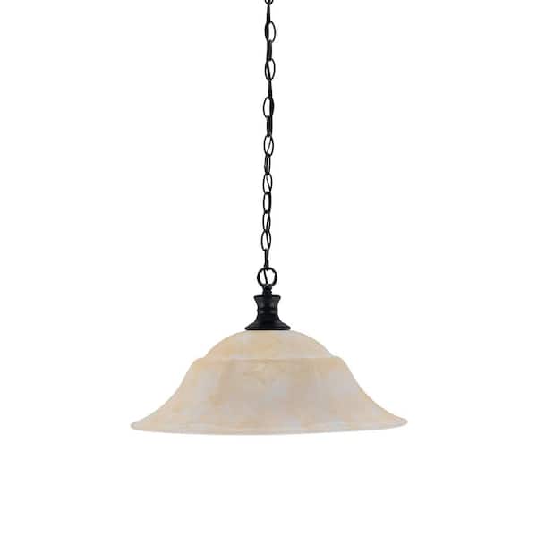 Unbranded Peabody 60-Watt 1-Light Matte Black Shaded Mini Pendant Light with Glass Shade