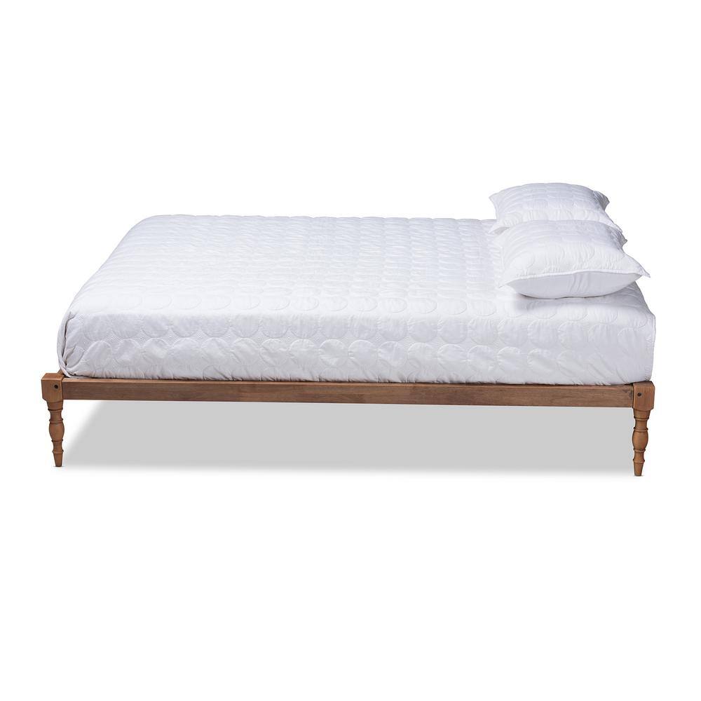 Walnut Brown Full/Double Wood Frame Platform Bed with Headboard