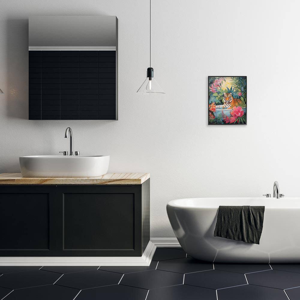 Tiger in Luxurious Bath by Heidi Kuntz Black Framed Animal Giclee Art Print 14 in. x 11 in. price history on PriceWatchPro