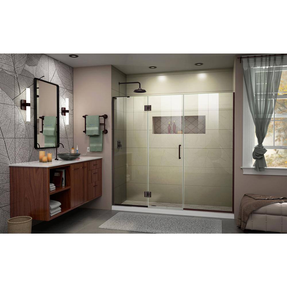 Unidoor-X 69" Frameless Clear Glass Shower Door with Black Hardware