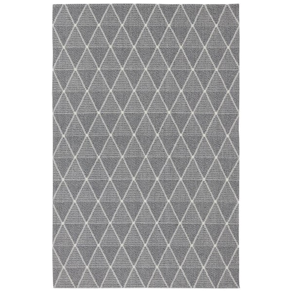 Sunnydaze Lattice Perfection 100% Recycled Cotton Yarn Indoor Area Rug in Charcoal - 5 x 7 Foot