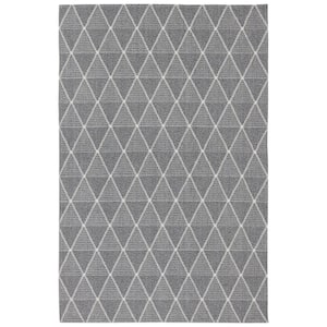 Sunnydaze Lattice Perfection 100% Recycled Cotton Yarn Indoor Area Rug in Charcoal - 5 x 7 Foot