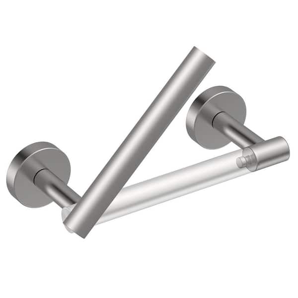 BWE Double Post Pivoting Wall Mounted Towel Bar Toilet Paper Holder in Brushed Nickel