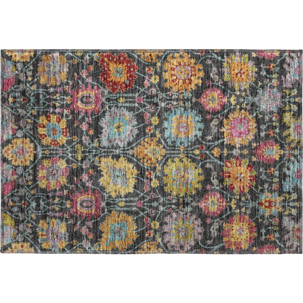 Mayfield Premium Machine Washable Abstract AMF2288 Black 2 ft. x 3 ft. Accent Rug