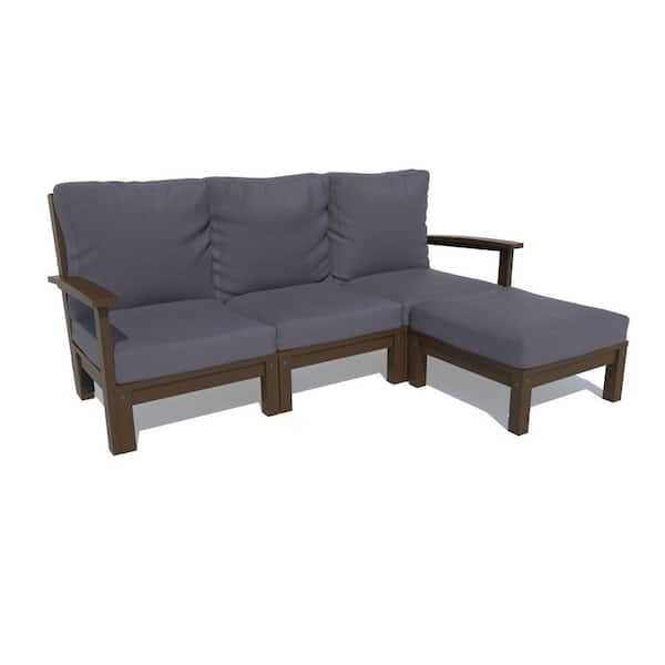 Highwood Bespoke Deep Seating 2-Piece Plastic Outdoor Couch and Ottoman with Cushions