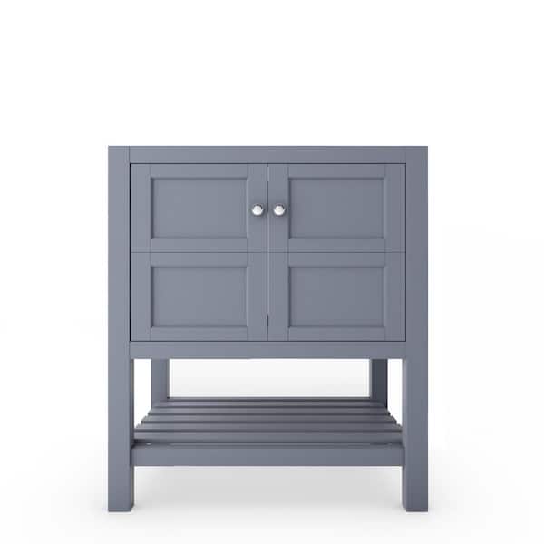 castellousa Alicia 29.25 in. W x 21.75 in. D x 32.75 in. H Bath Vanity Cabinet without Top in Matte Gray with Chrome Knobs
