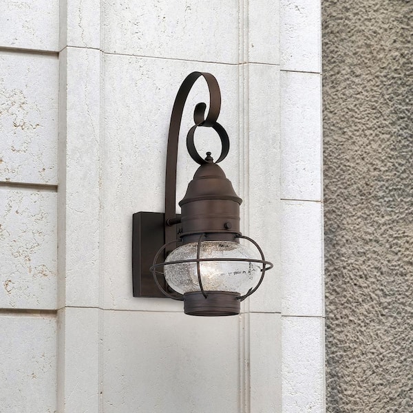 Nantucket Rustique 1-Light Outdoor Line Voltage Hardwired Porch Light Wall Sconce with No Bulb Included