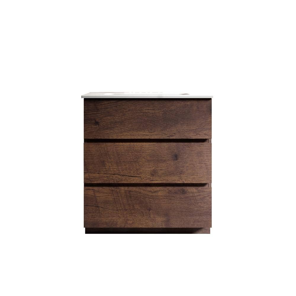 30 in. W Single Sink Freestanding Bath Vanity in Walnut with White Ceramic Top Unassembled price history on PriceWatchPro