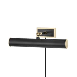 Holly 2-Light Aged Old Bronze Picture Light with Plug Antique Brass/Black Steel Shade