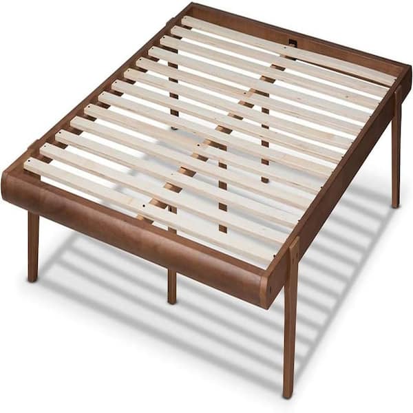 Brown Frame Full Size Platform Bed, Durable Platform Bed for All Spaces, Space-Saving Modern Platform Bed