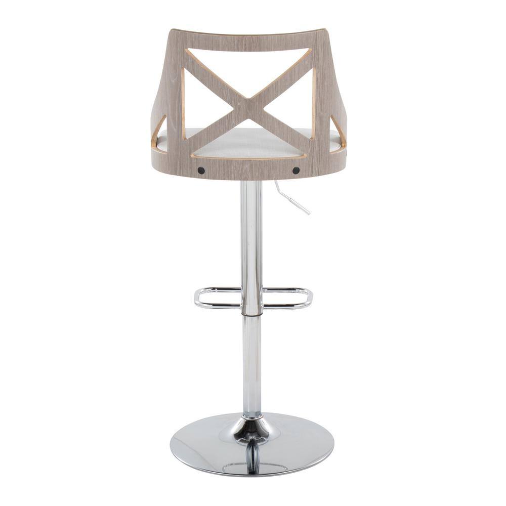 Adjustable Swivel White Upholstered Barstools with Metal Frame