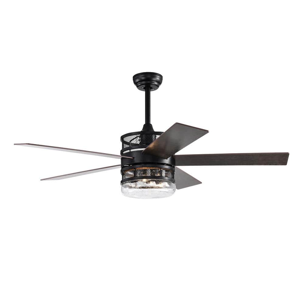 CIPACHO 52 in. Indoor Black Ceiling Fan with Remote Control ZZM2312026 -  The Home Depot