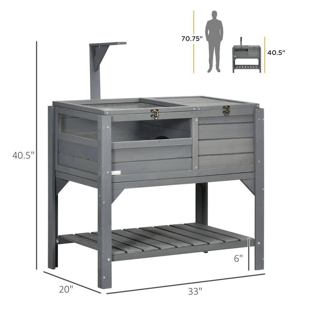 Dark Gray Wooden Tortoise Habitat with Shelf Storage