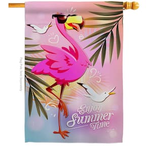 28 in. x 40 in. Summer Flamingo Garden Friends House Flag Double-Sided Decorative Vertical Flags