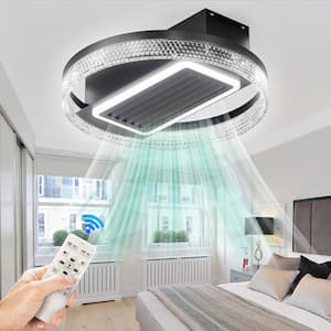 20 in. Indoor Black Indoor Ceiling Fan with Adjustable White Integrated LED, Remote Included