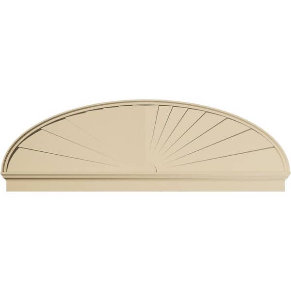 Ekena Millwork 86-in W x 28-3/8-in H x 2-3/4-in P Elliptical Sunburst Signature Urethane Combination Pediment, Primed Tan