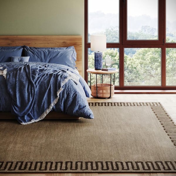 6 ft. x 9 ft. Brown Taya Modern Bordered Indoor Area Rug