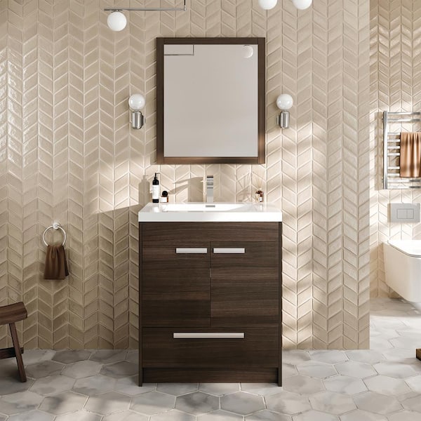 Eviva Lugano 24 in. Single Sink Gray Oak Bath Vanity with White Acrylic Top (Assembled)