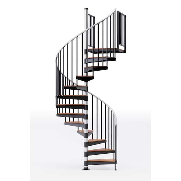 Mylen STAIRS Reroute Prime Interior 60in Diameter, Fits Height 127.5in - 142.5in, 2 42in Tall Platform Rails Spiral Staircase Kit