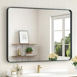 40 in. W x 30 in. H Modern Rectangular Black Aluminum Framed Wall Bathroom Vanity Mirror