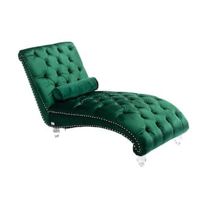 Emerald Velvet Leisure Concubine Sofa with Acrylic Feet, Accent Sofa Chaise Reclining Lounger Sofa for Living Room