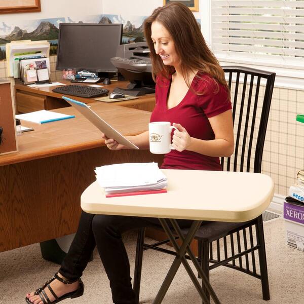 Lifetime 80251 Adjustable Folding Laptop Table TV Tray, 26 Inch, White  Granite