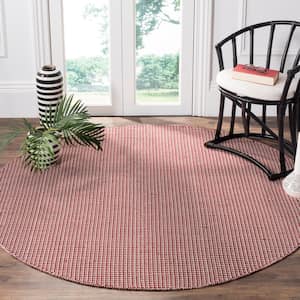 Montauk Ivory/Red 6 ft. x 6 ft. Round Solid Area Rug