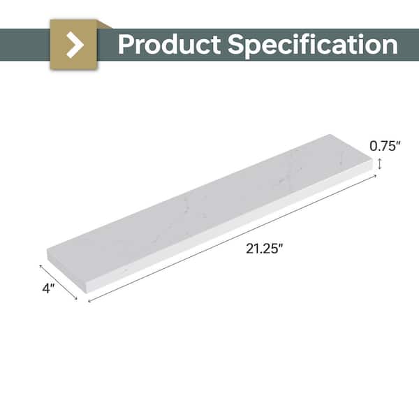 Kohler 38554-GBB Quartz Side Splash – Bianco Bella, 4" X 21-11/16" – For Vanity Top And Backsplash, Protects Walls In Corner Or Alcove Spaces