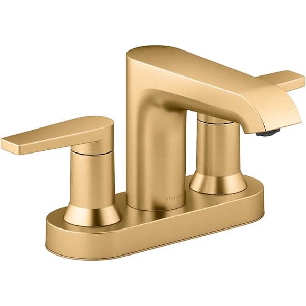 KOHLER Hint 4 in. Centerset Bathroom Faucet in Vibrant Brushed Moderne Brass